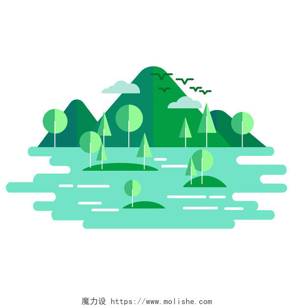 湿地保护扁平世界湿地日元素湿地生态PNG素材